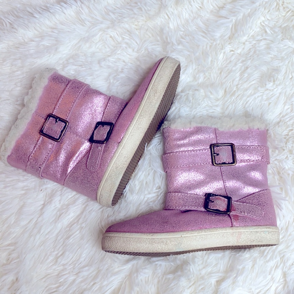 Circo Metallic Pink Fur Line Boot Zip Sneaker Girl’s Size 11